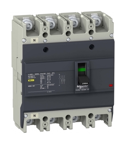 Силовой автомат Schneider Electric Easypact EZC 250, TM-D, 25кА, 4P, 175А