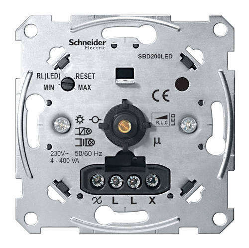 Механизм поворотно-нажимного светорегулятора Schneider Electric коллекции Merten, 4-400 Вт, для LED 4-200 ВА