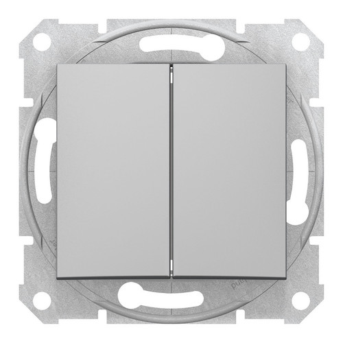 Переключатель 2-клавишный Schneider Electric SEDNA, скрытый монтаж, алюминий