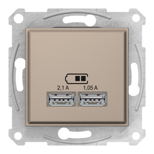 Розетка 2xUSB Schneider Electric SEDNA, титан